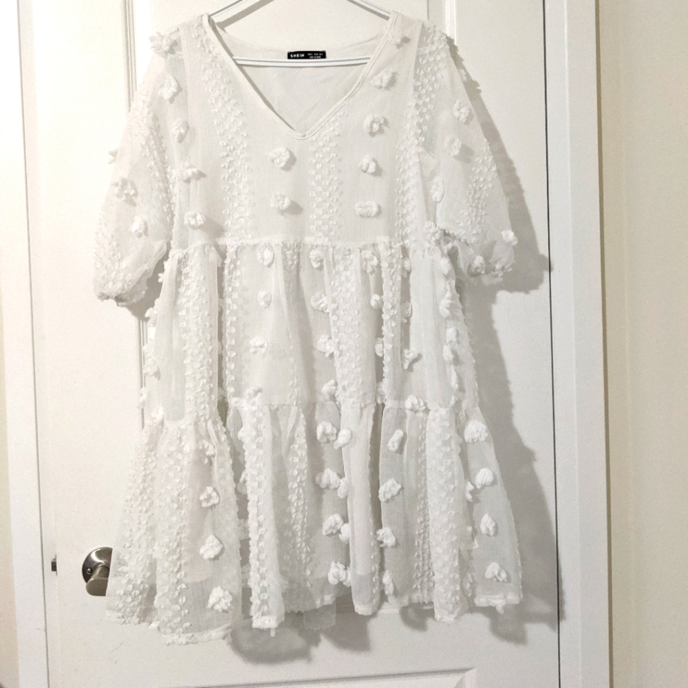 White pompom dress